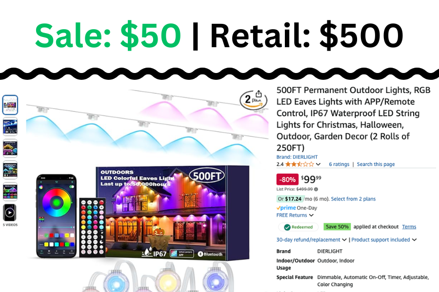 500 ft of LED Lights on Sale: $50 | Retail: $500