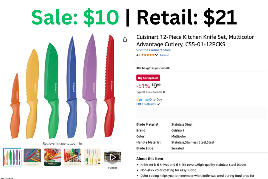 12 pc Cuisinart Knife Set on Sale: $10 | Retail: $21