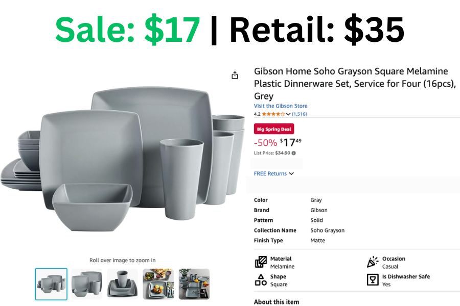 16 pc Dinnerware Set on Sale: $17 | Retail: $35
