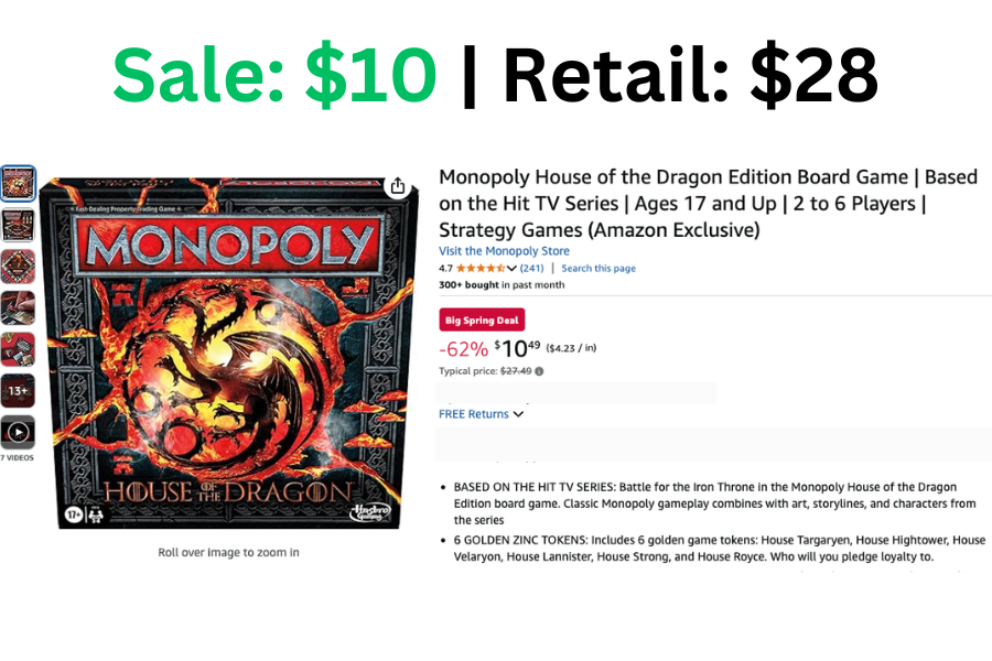 Monopoly House of the Dragon Edition on Sale: $10 | Retail: $28