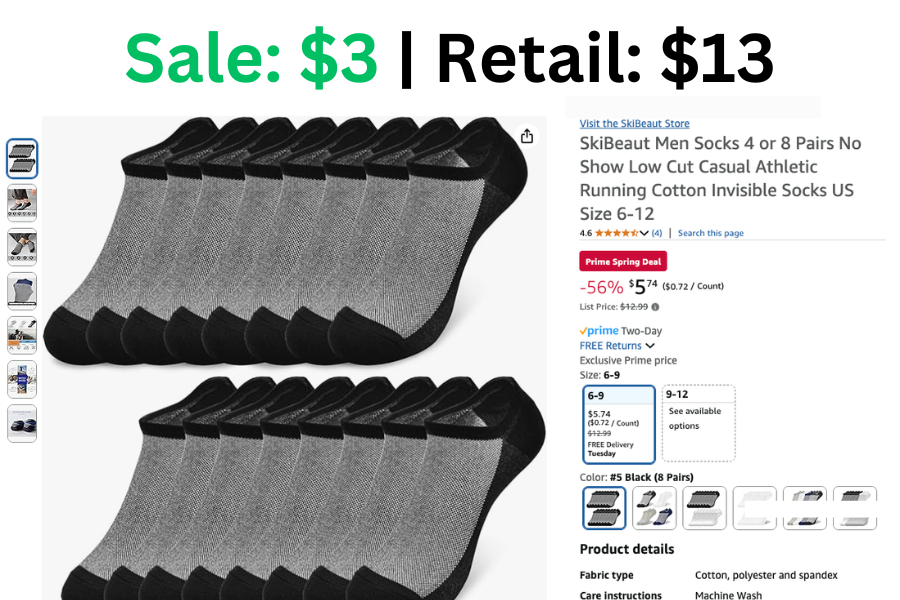 8 pk Men Socks on Sale: $3 | Normally: $13