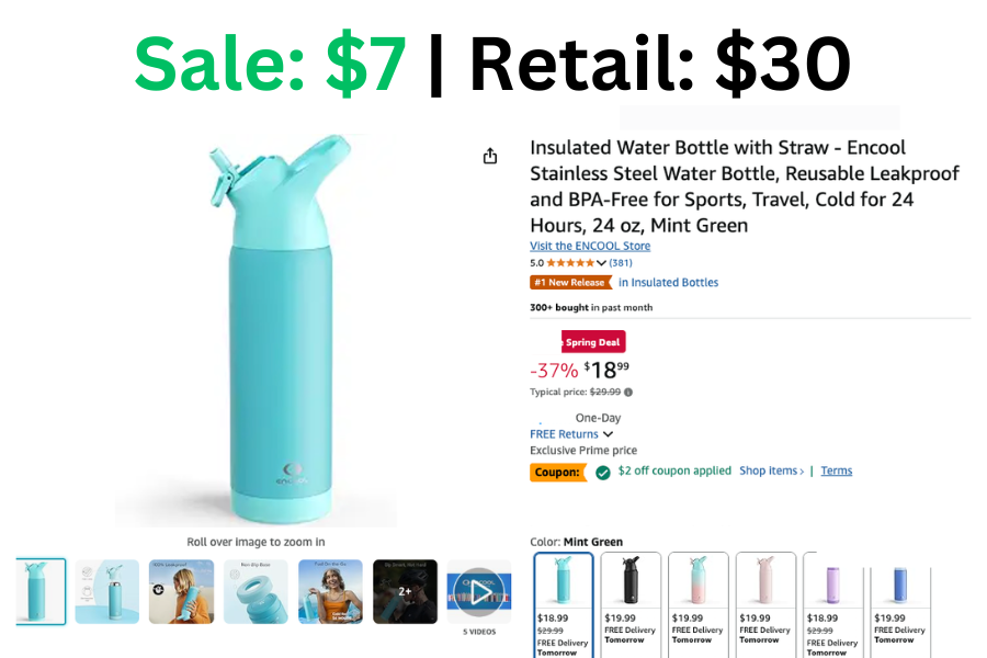 Insulated Water Bottle on Sale: $7 | Normally: $30