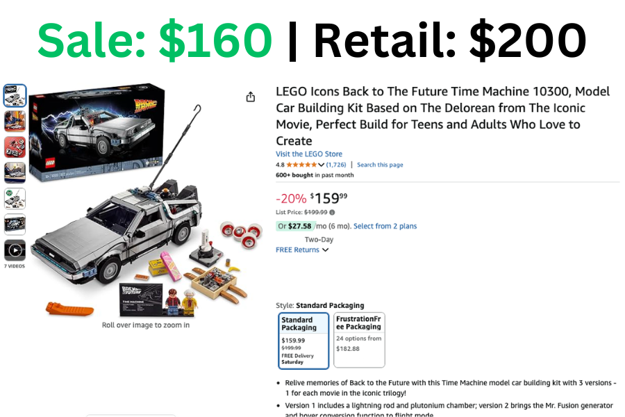 LEGO Icons Back to The Future Time Machine on Sale: $160 | Normally: $200