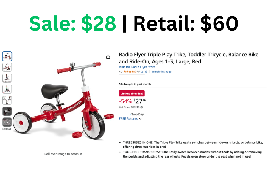 Radio Flyer Triple Play Trike Tricycle on Sale: $28 | Normally: $60