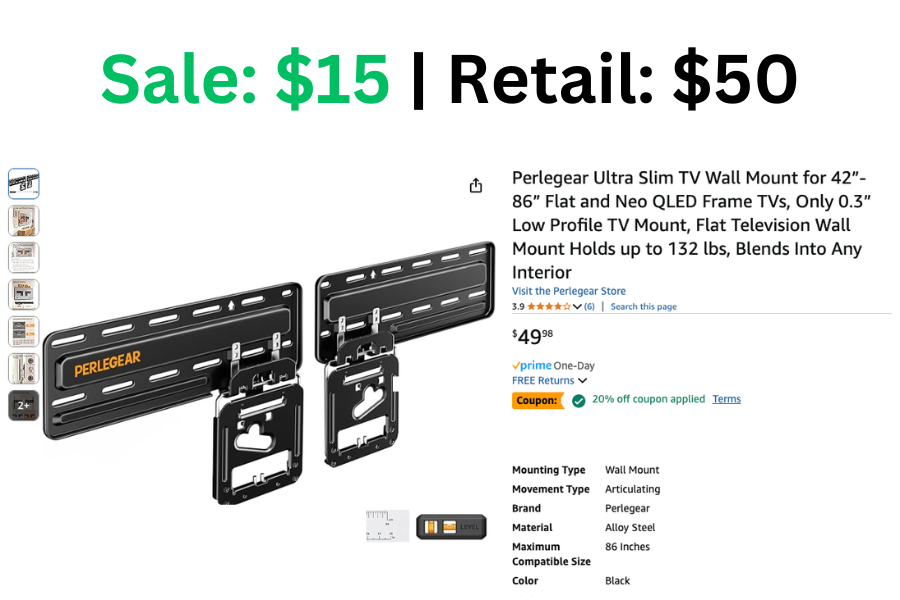 Ultra Slim TV Wall Mount on Sale: $15 | Normally: $50
