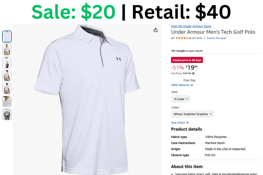Under Armour Men's Tech Golf Polo on Sale for $20 | Normally $40