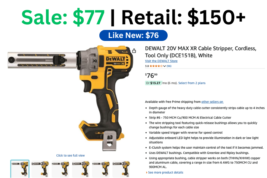 DEWALT Cordless Cable Stripper on Sale for $77 | Normally $150+
