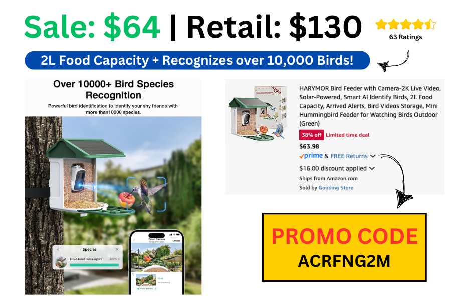 Bird Feeder with 2k Camera on Sale: $64 | Normally $130