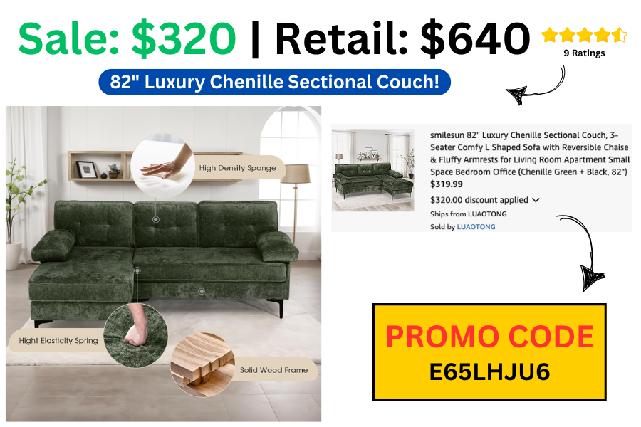 82" Sectional Couch on Sale: $320 | Normally $640