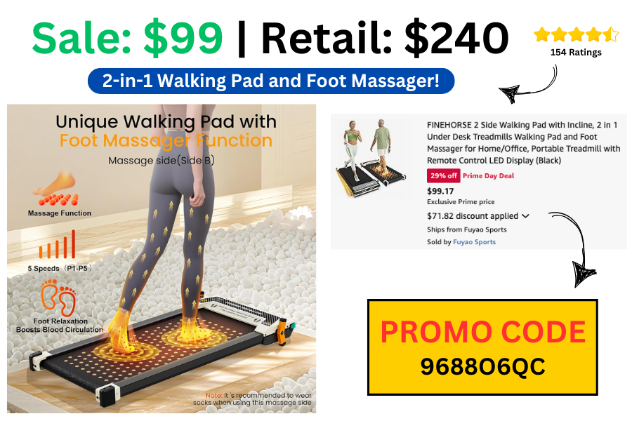 Walking Treadmill with Foot Massager on Sale: $99 | Normally $240
