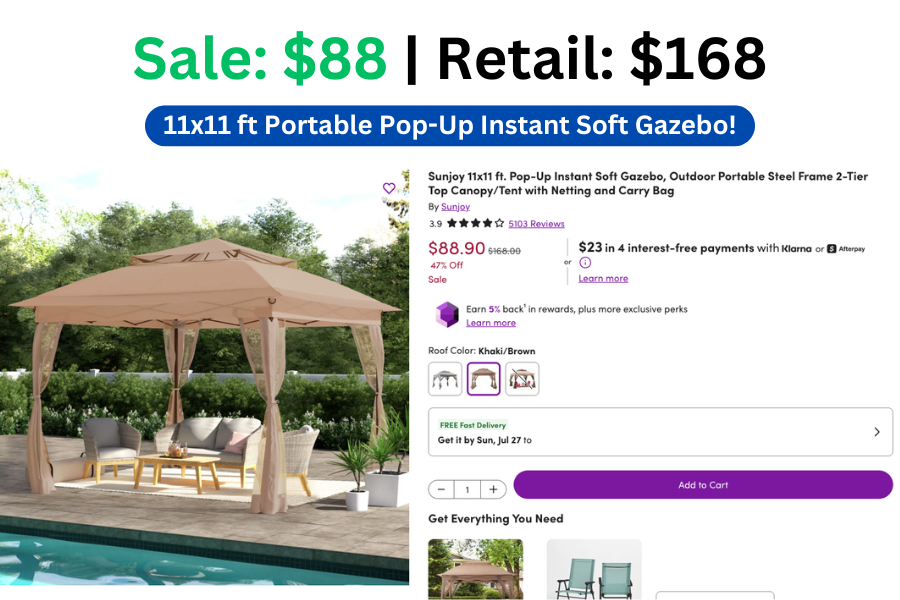 Portable Instant Gazebo on Sale: $88 | Normally $168