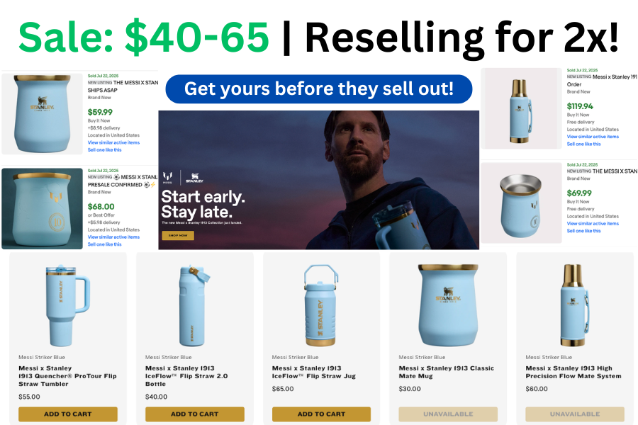 Messi Stanley’s on Sale: $40-65 | Reselling for 2x!