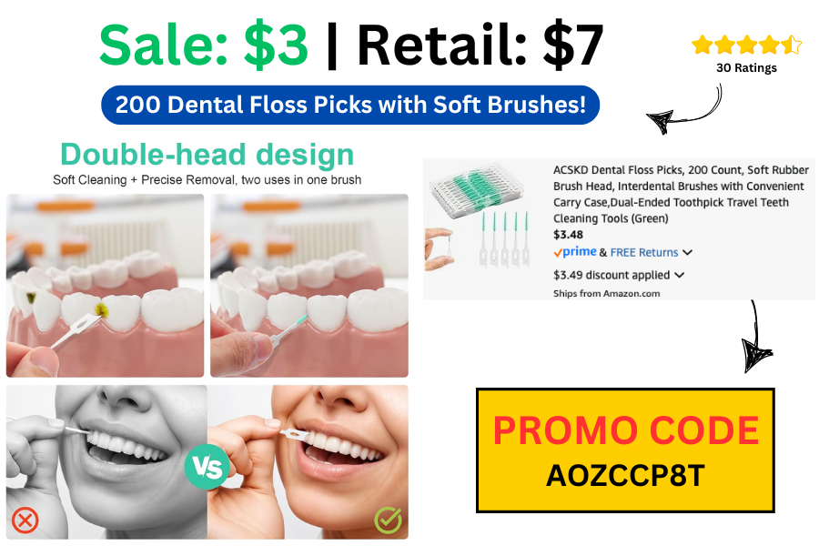 200 Dental Floss Picks on Sale: $3 | Retail: $7