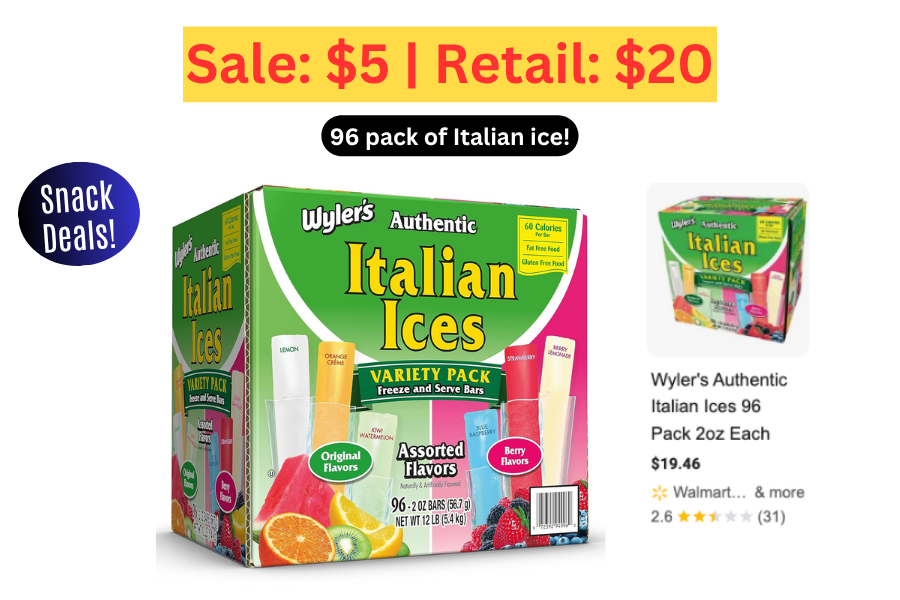 (Sale: $5 | Retail: $20) 96 ct Wyler's Authentic Italian Ice