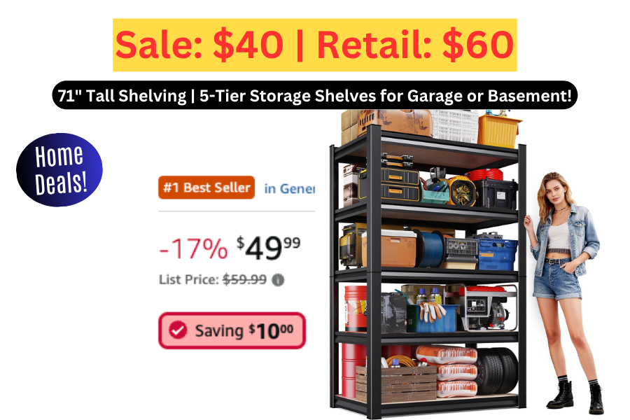 (Sale: $40 | Retail: $60) 71" 5-Tier Storage Shelves