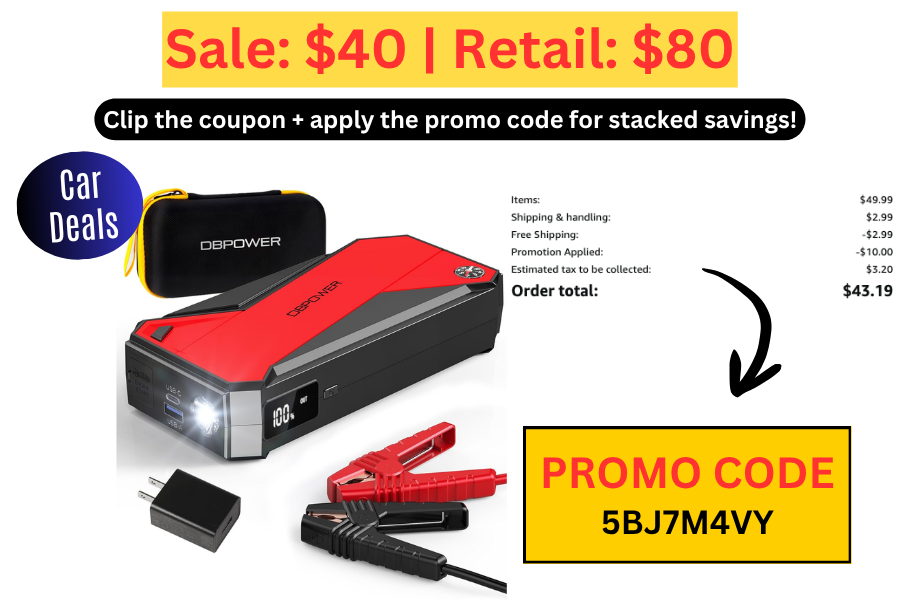 (Sale: $40 | Retail: $80) Portable Car Jump Starter