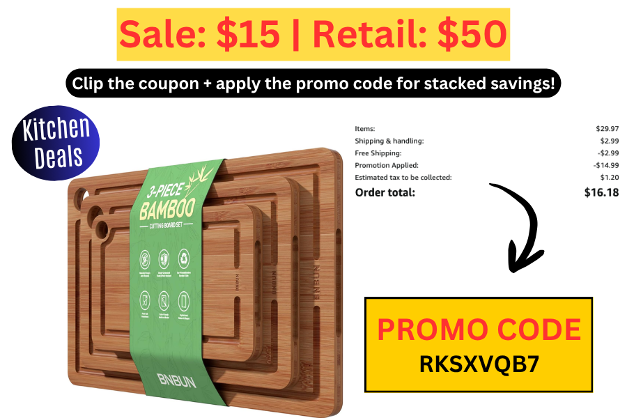 (Sale: $15 | Retail: $50) 3 pc Bamboo Cutting Board