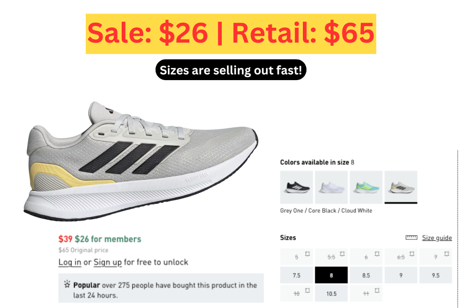 (Sale: $26 | Retail: $65) Adidas Runfalcon 5 Running Shoes