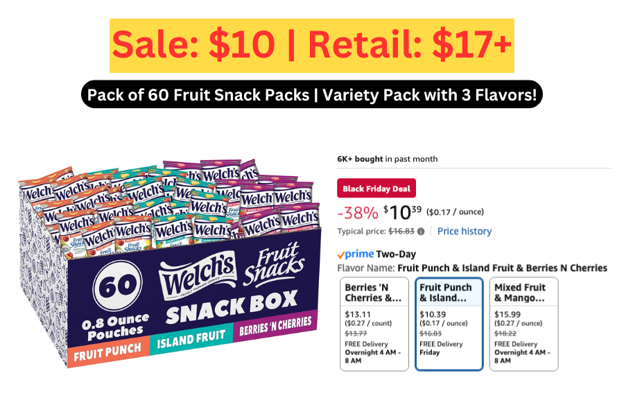 (Sale: $10 | Retail: $17+) 60 pk Welch's Fruit Snacks