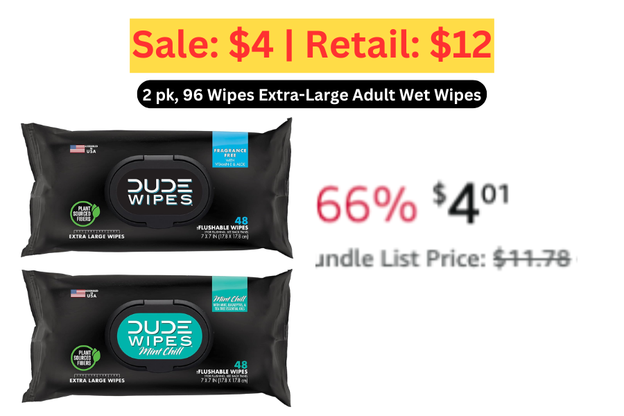 (Sale: $4 | Retail: $12) 96 ct DUDE Wipes
