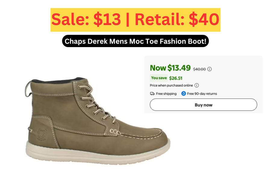 (Sale: $13 | Retail: $40) Chaps Derek Mens Moc Toe Fashion Boot
