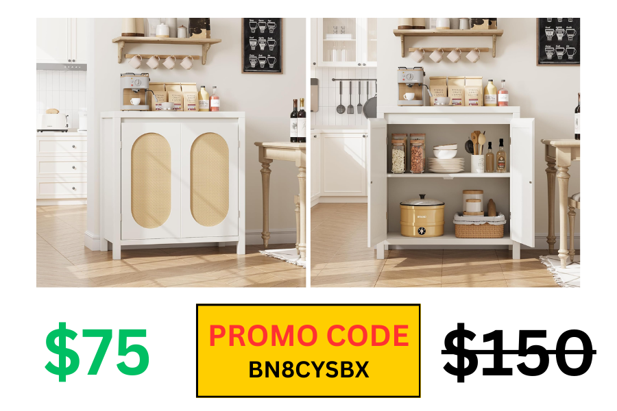 (Sale: $75 | Retail: $150) Sideboard with Rattan Doors