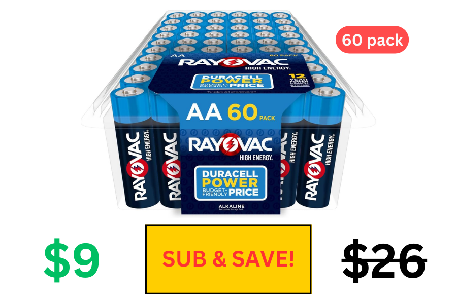 (Sale: $9 | Retail: $26) 60 ct Rayovac AA Batteries