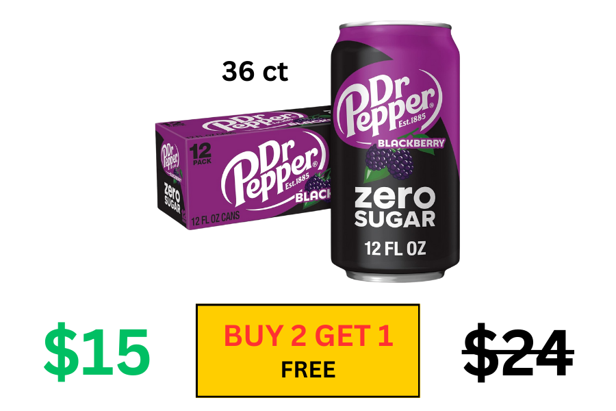 (Sale: $15 | Retail: $24) 36 ct Dr. Pepper Blackberry Zero Sugar 12oz