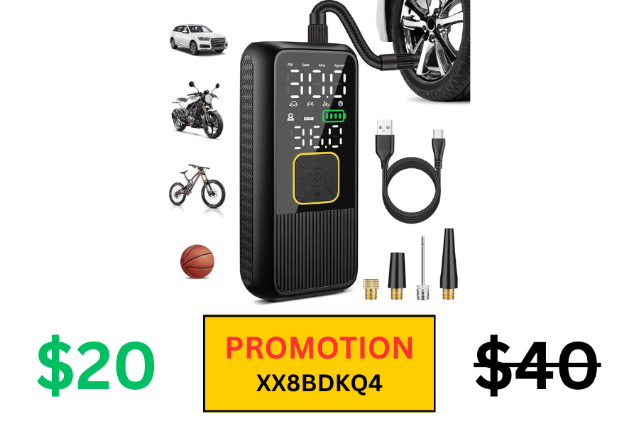 (Sale: $20 | Retail: $40) Portable Air Compressor Tire Inflator with Digital Pressure Gauge