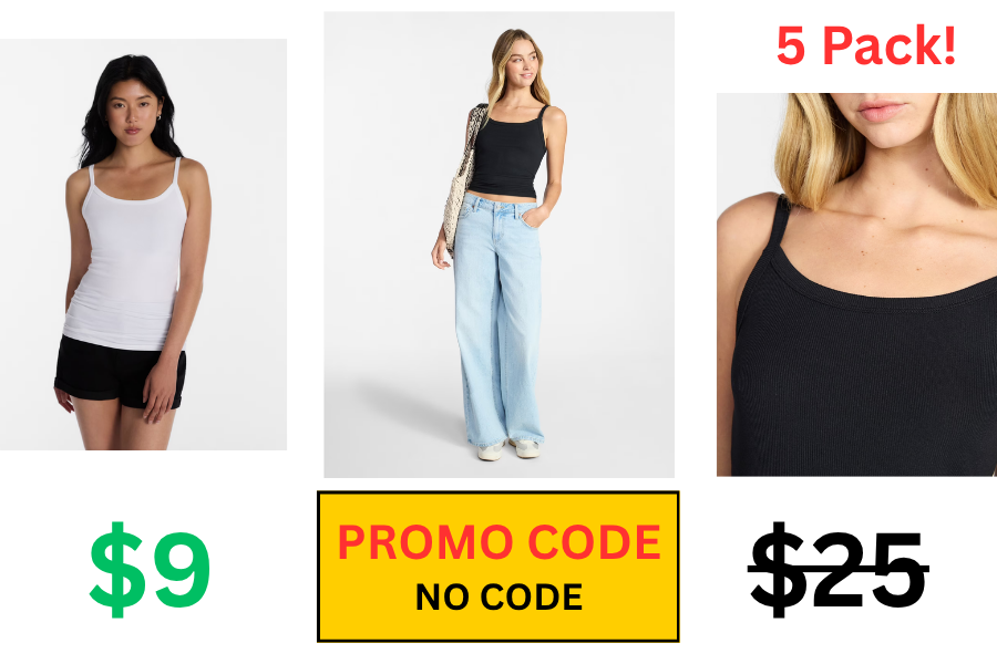(Sale: $9 | Retail: $25) 5 Pack Women's Ribbed Cami Top