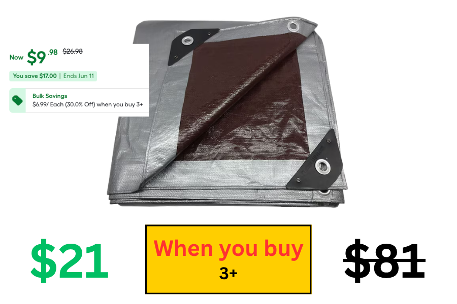 (Sale: $21 | Retail: $81) 3x 8’ x 10’ Waterproof Standard Polyethylene Tarp