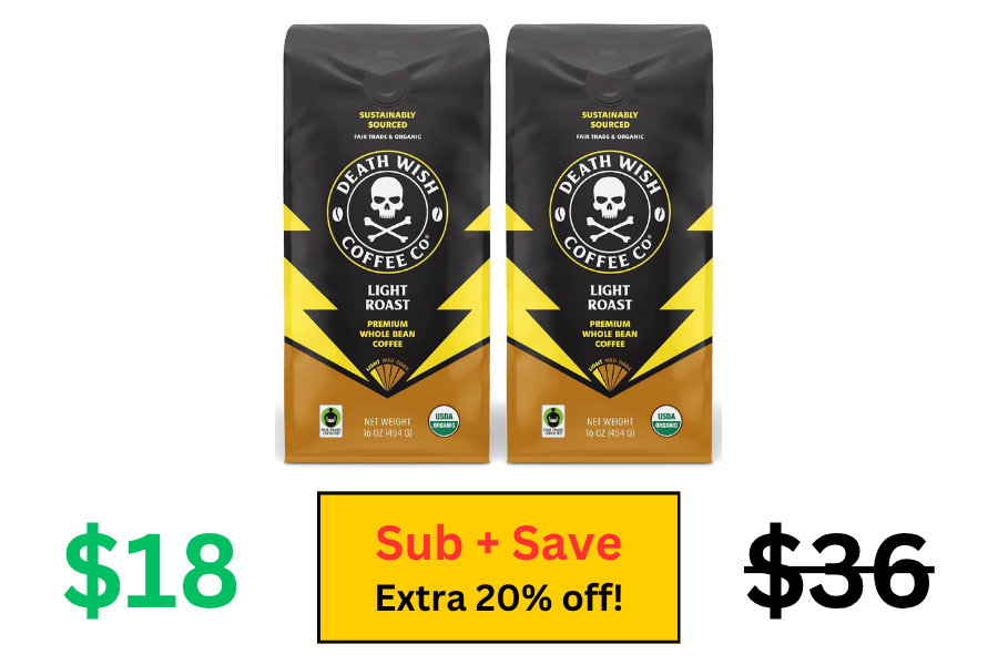 (Sale: $18 | Retail: $36) 2 pk Death Wish Coffee - Light Roast Whole Bean Coffee