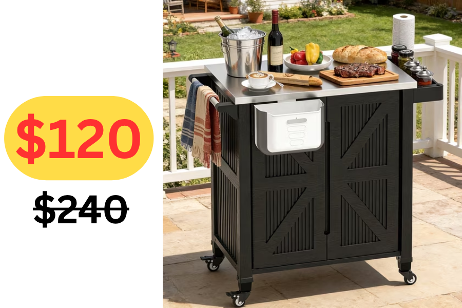 (Sale: $120 | Retail: $240) Outdoor Grill Cart with Stainless Steel Tabletop