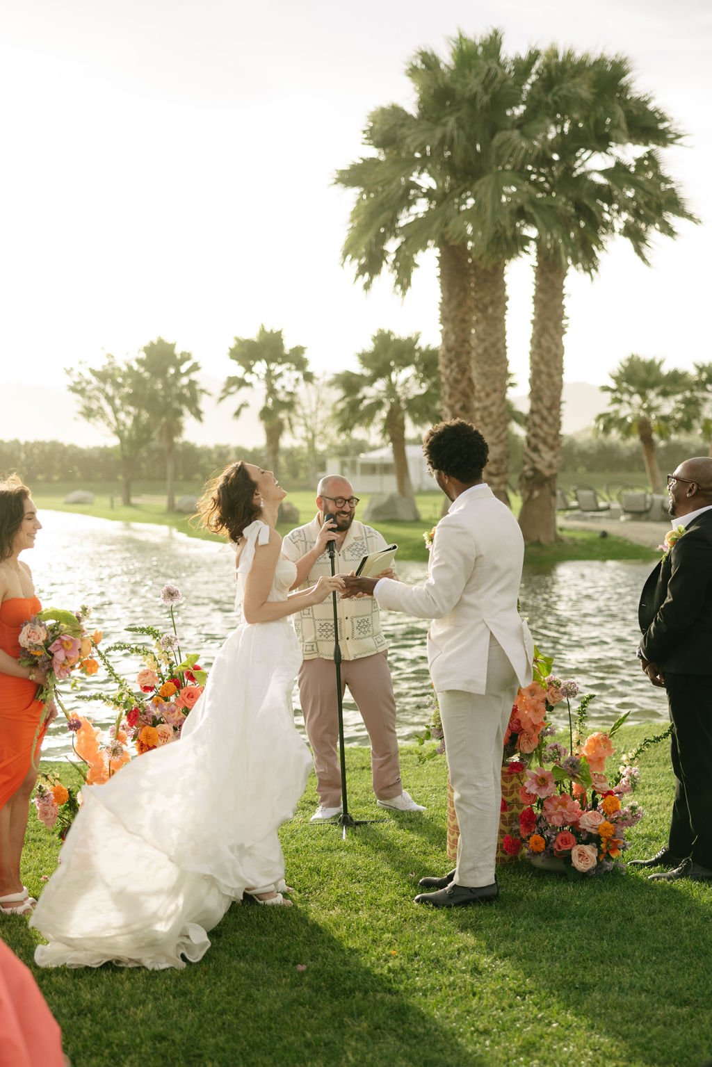 Golden hour wedding reception