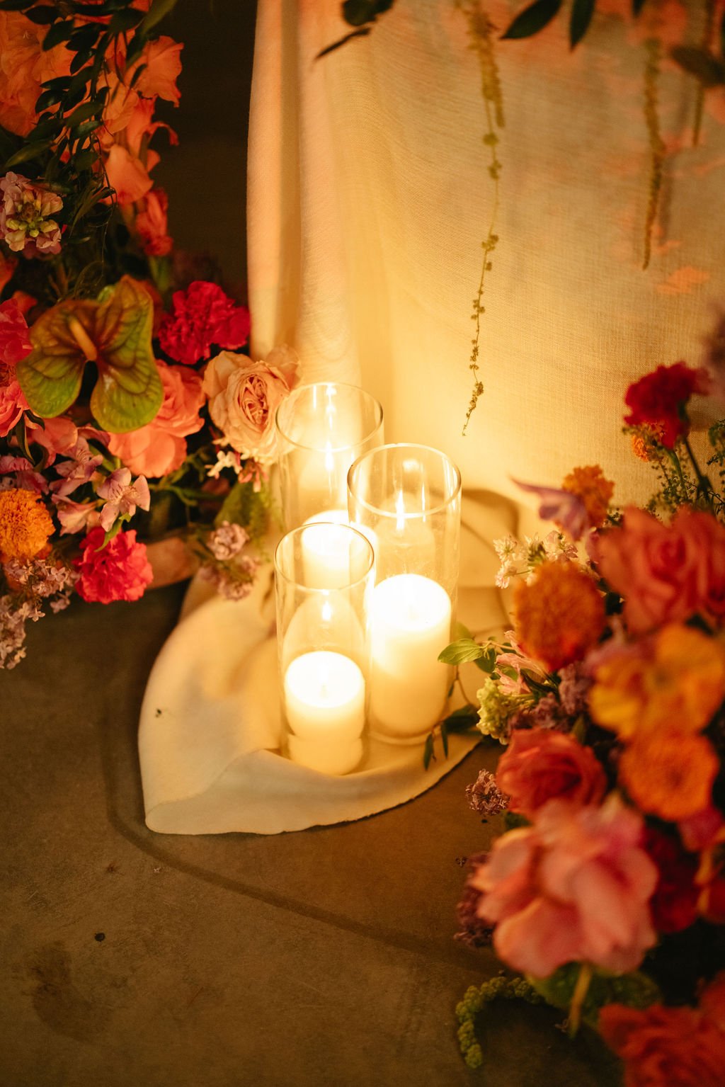 Flowers and Candles for sweethearts table