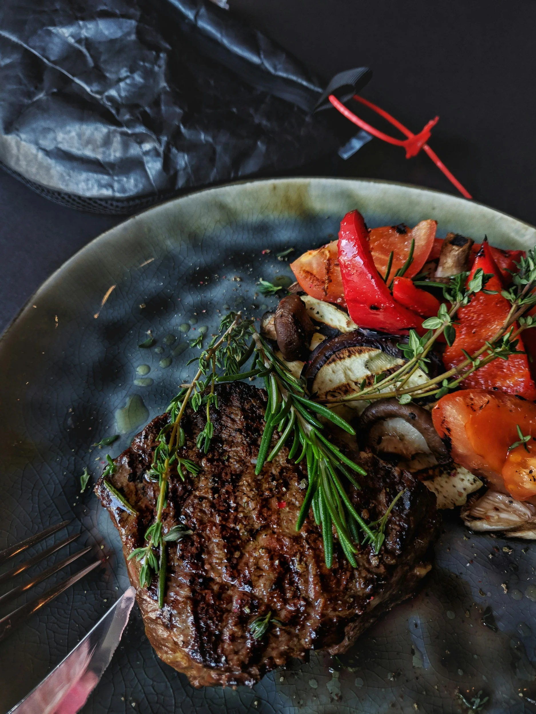 Top Sirloin Steak With Sweet Potato and Vegetables