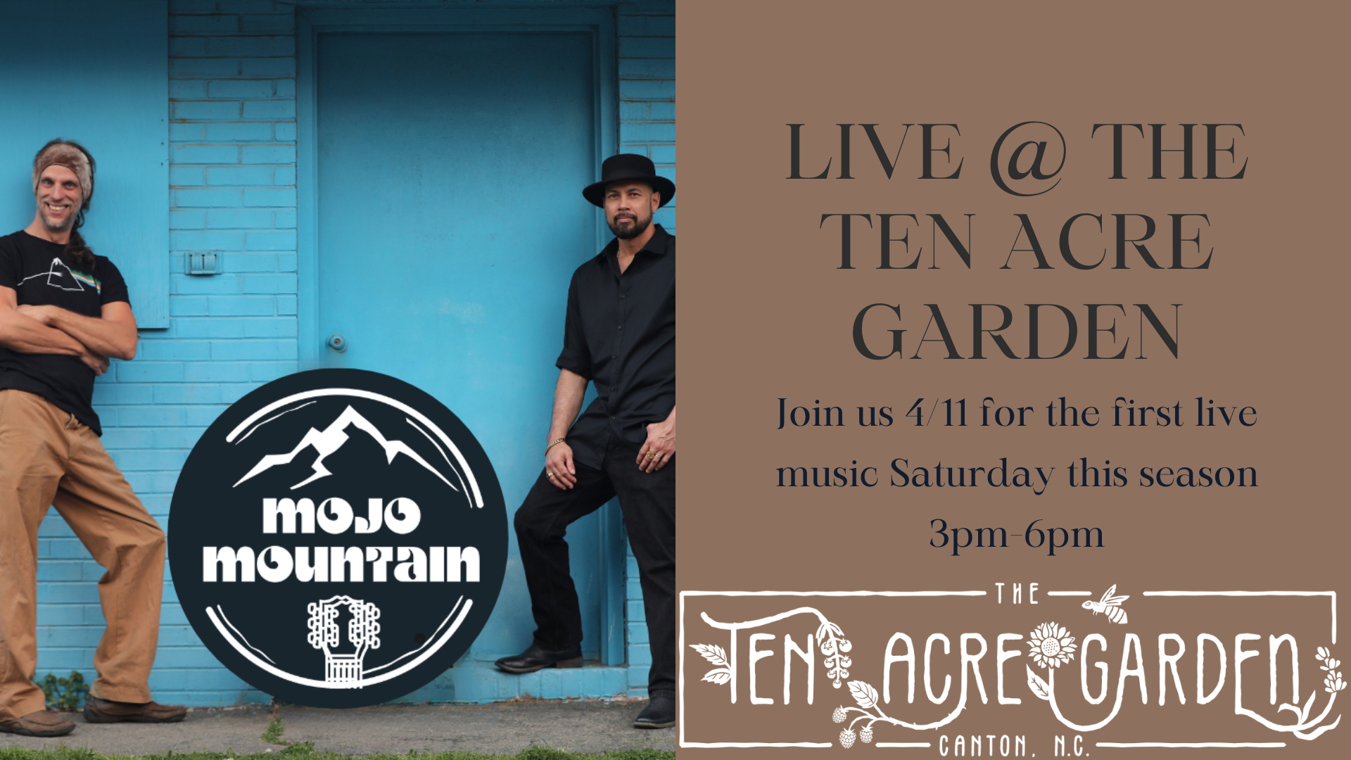 Live Music in the Garden with Mojo Mountain Duo