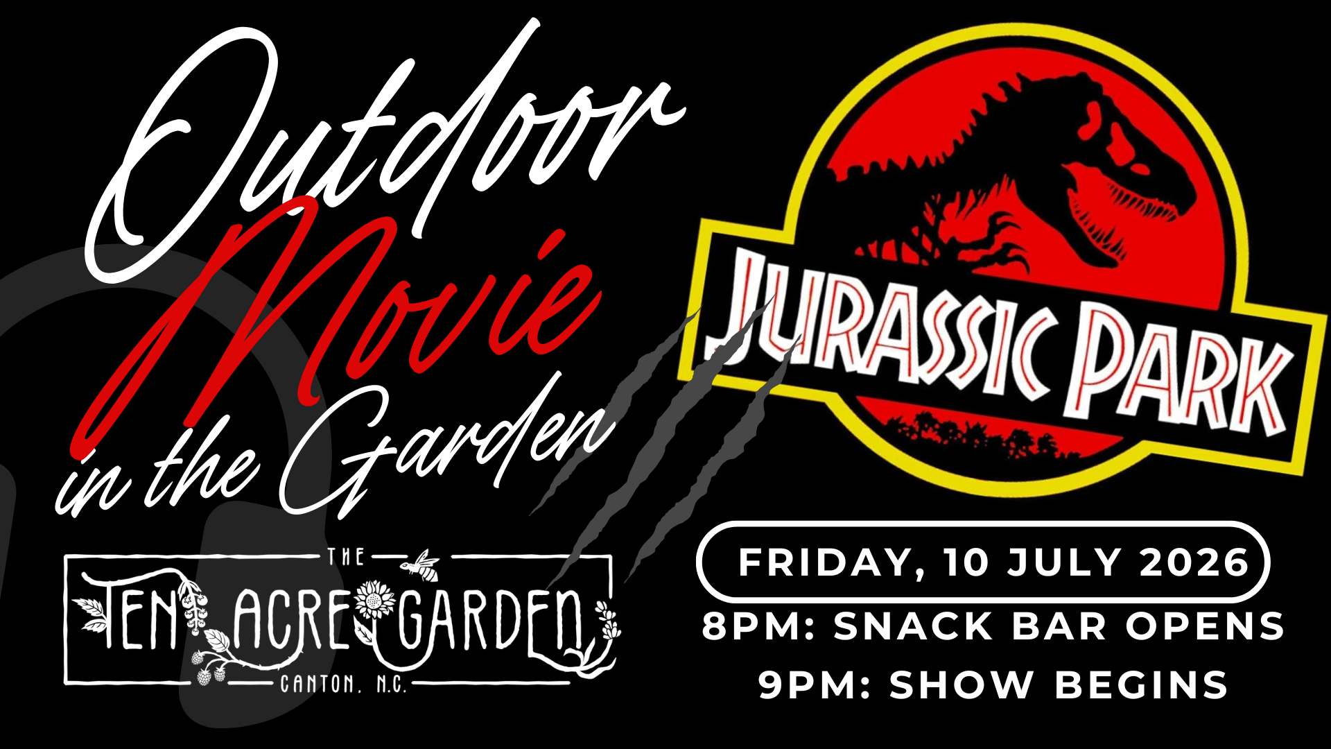 FREE Outdoor Movie in the Garden: JURASSIC PARK