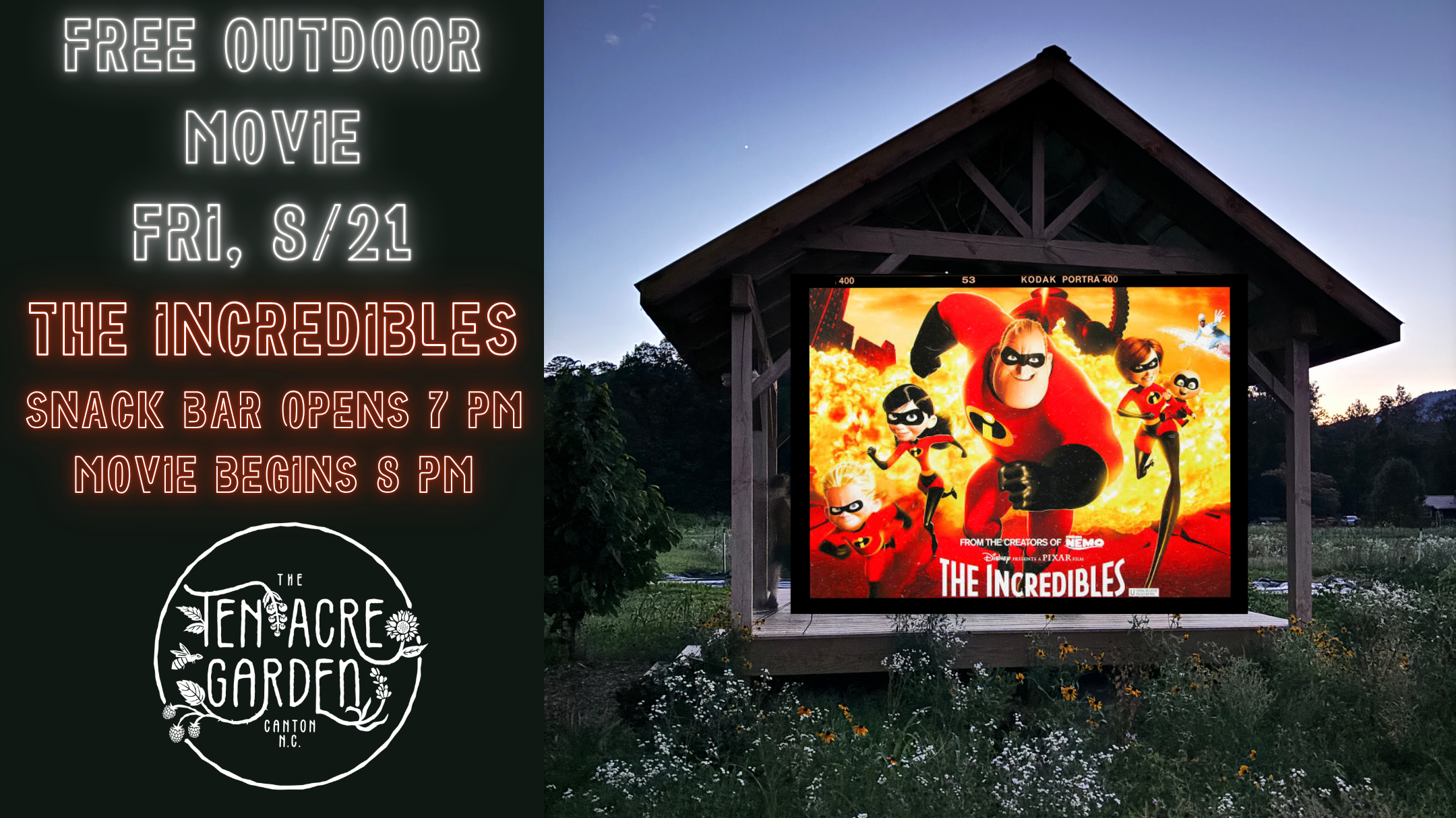 Free Outdoor Movie in the Garden--The Incredibles