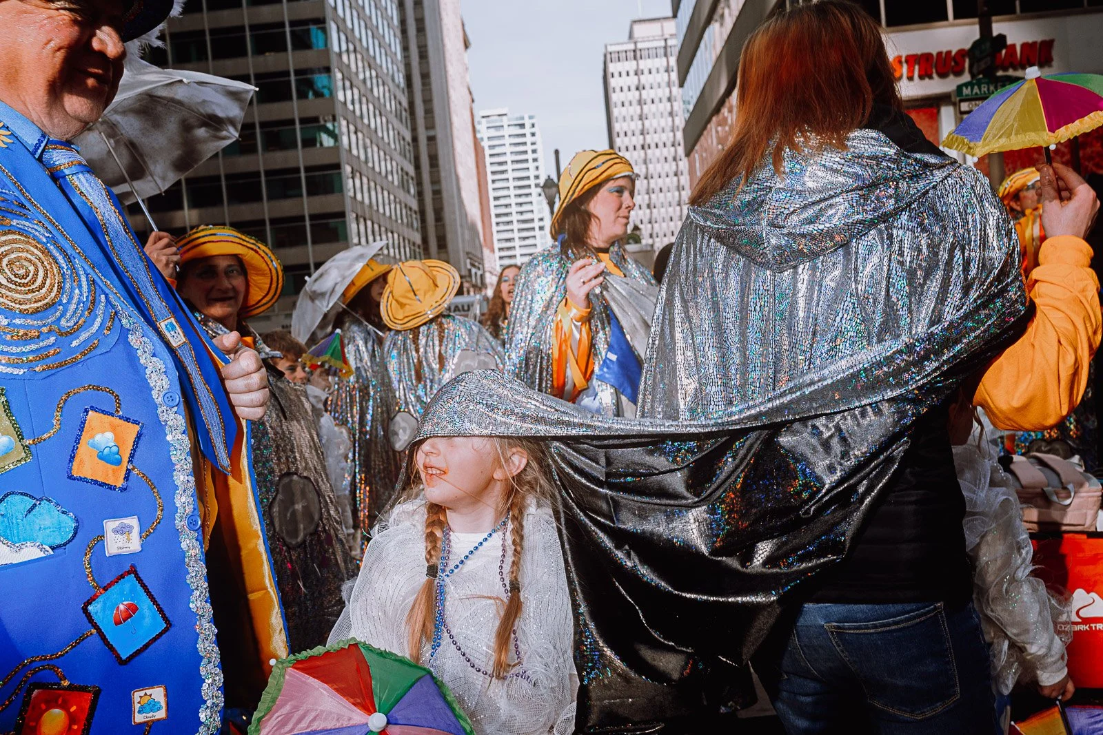 Family of Mummers ringing the new year in Philly, 2024