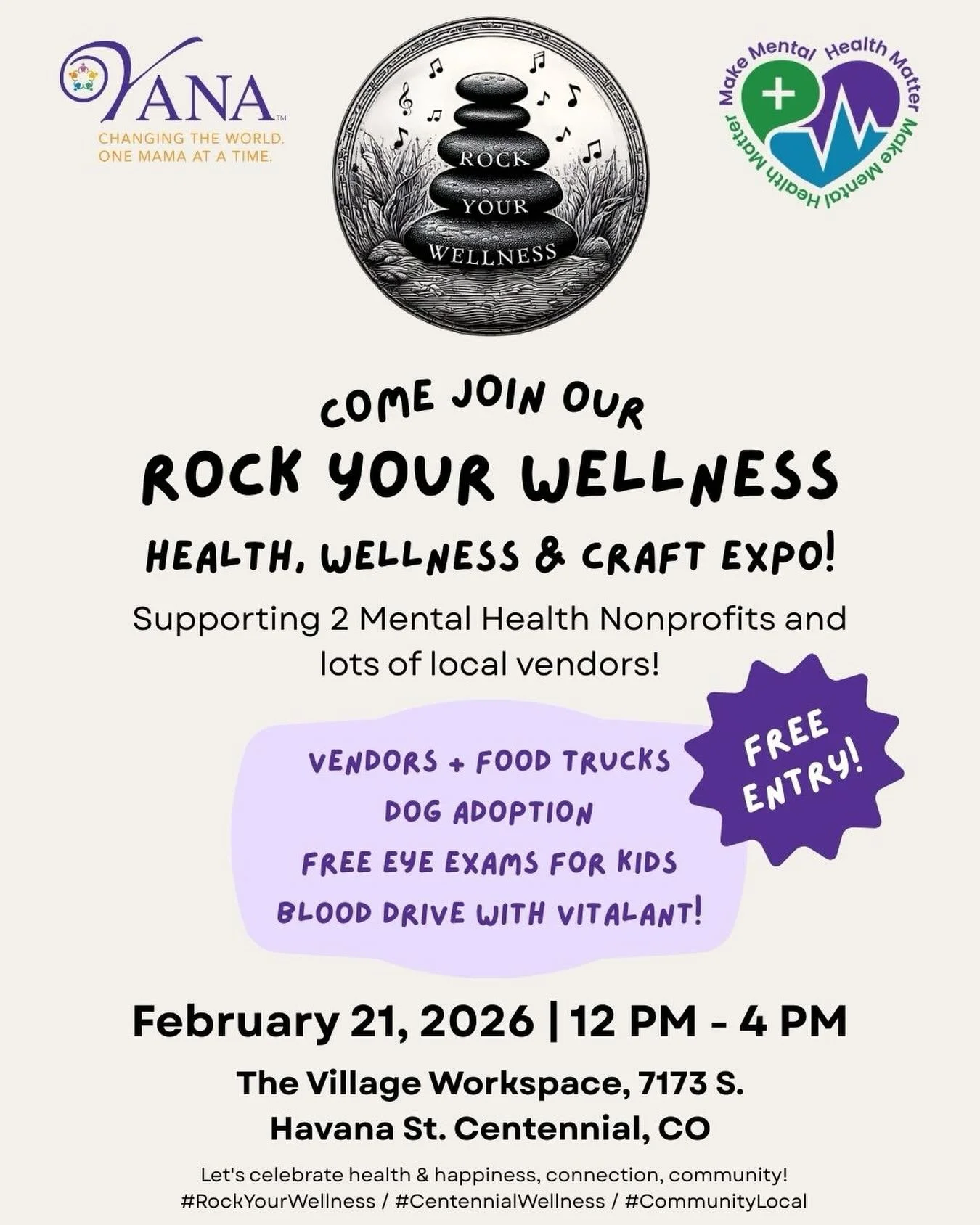 We&rsquo;re excited to be part of the Rock Your Wellness 3rd Annual Health, Wellness &amp; Crafts Expo!

 Come visit us and explore amazing local vendors, food trucks, and wellness activities.

🗓 Saturday, February 21, 2026
📍 The Village Work, Well