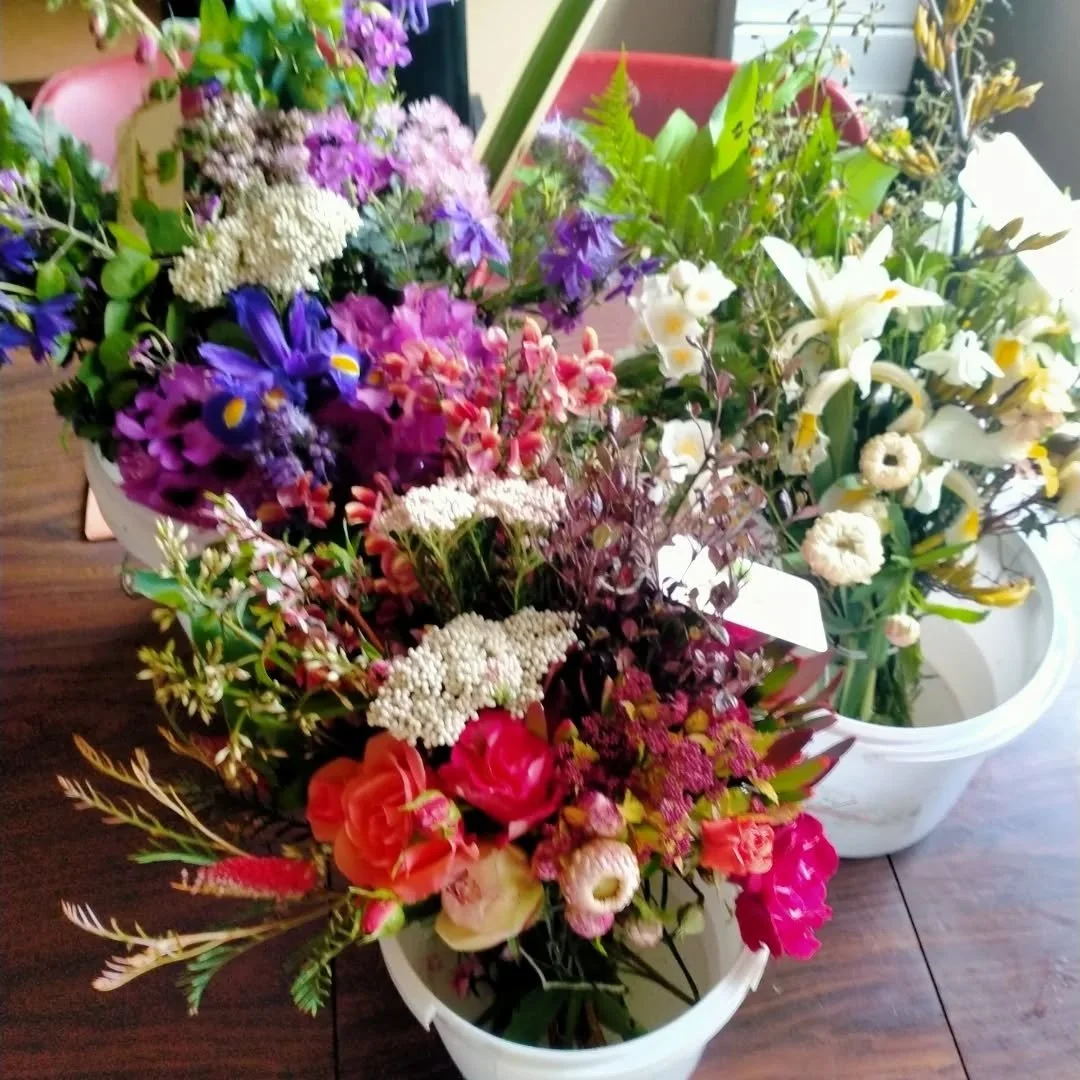 Some happy people today to receive some hand picked flowers. These were purchased as gifts for some volunteers. I popped out this morning to pick them and just in time too as the rain came thundering down. Good timing! If you know someone who would l