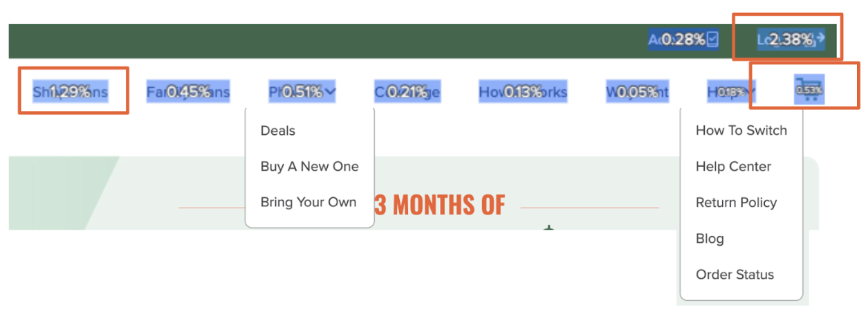 Click rate metrics from Contentsquare