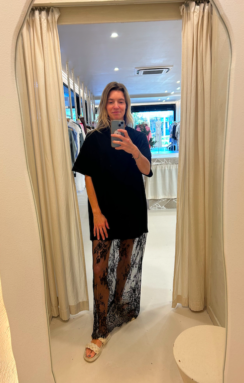 Black Oversized T-Shirt/Lace Dress