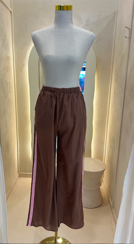 Brown & Pink Racer Pants- By Frankie