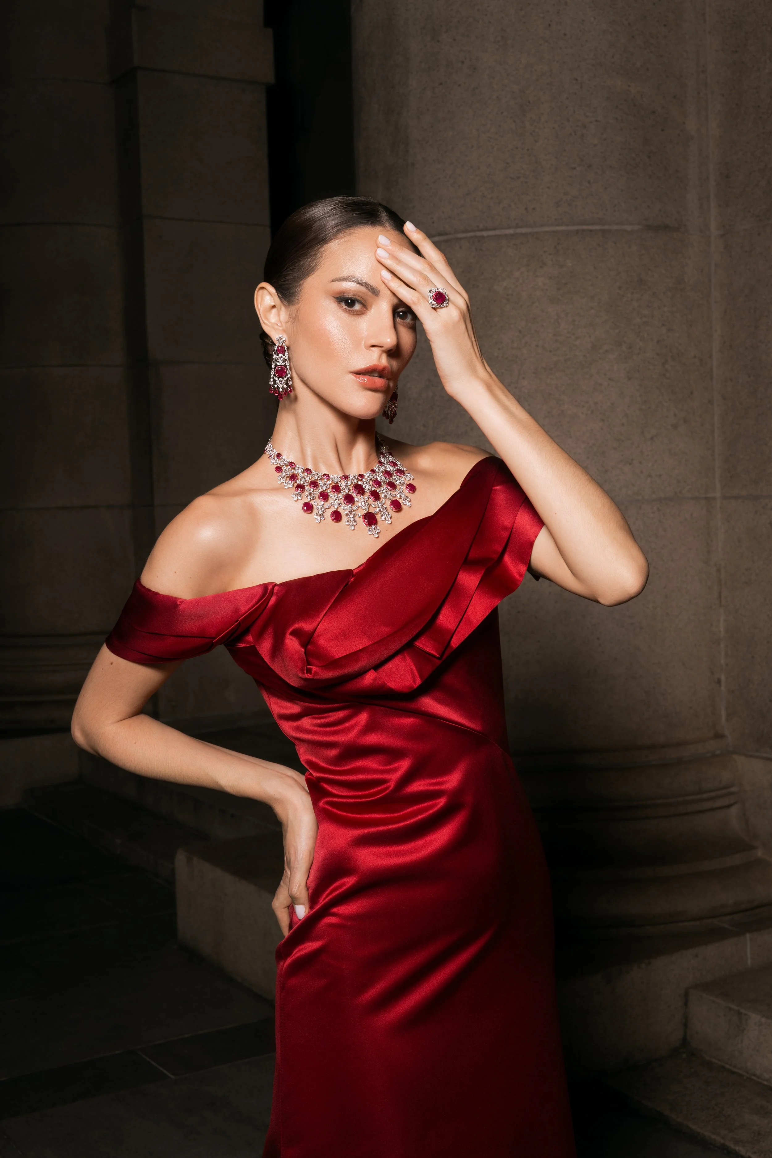 Jewelry campaign photography in Hong Kong with necklace layering and styling details