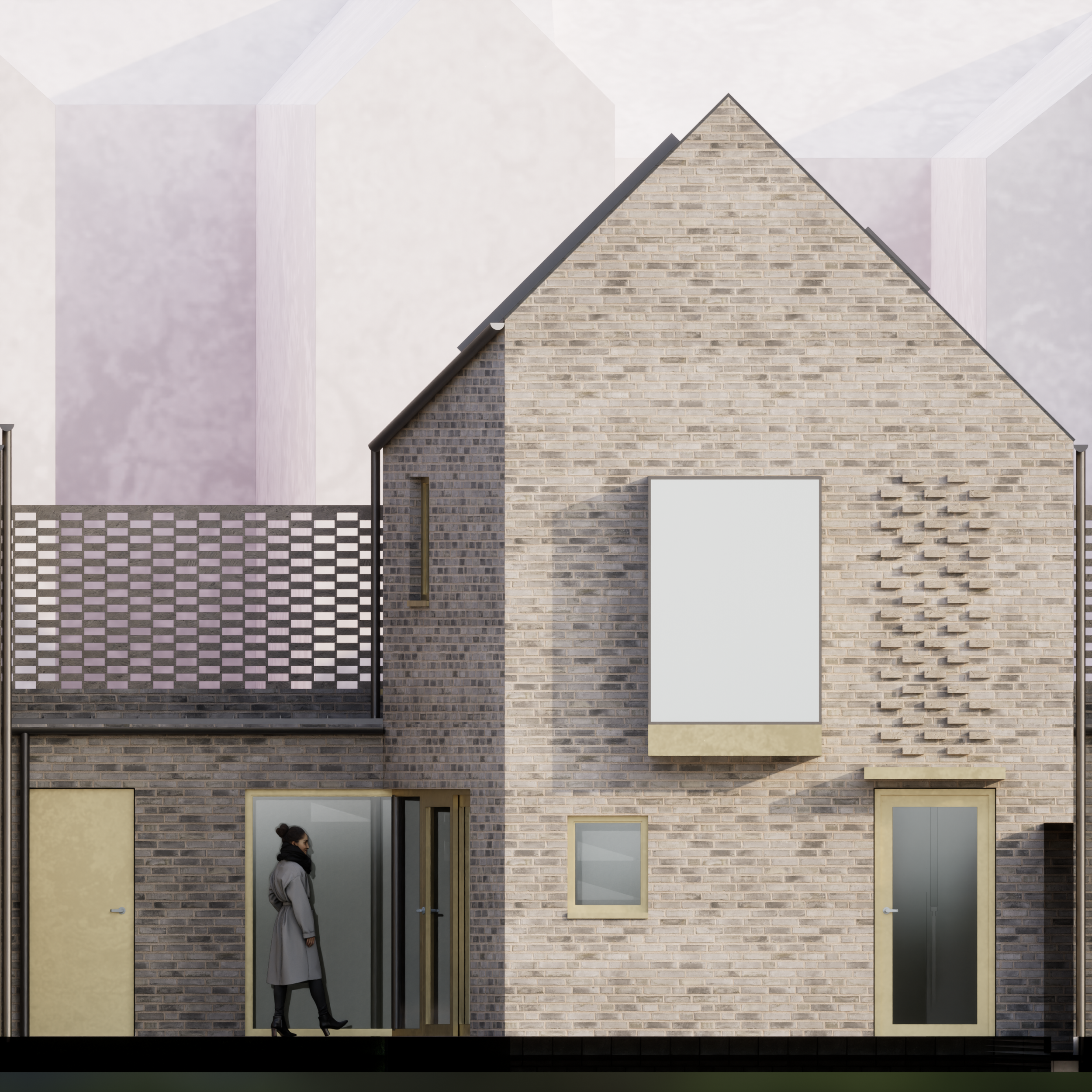 South Belfast 28-unit social housing - south-facing gardens - Modern architecture