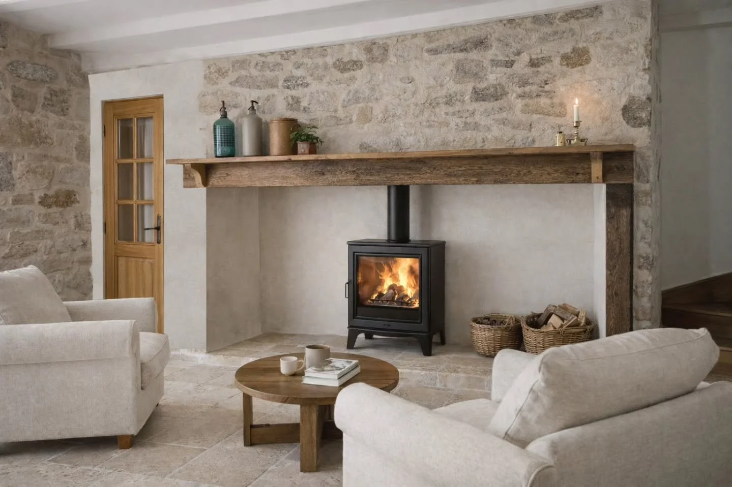 R&eacute;novation d'une maison secondaire dans le Cantal. Campagne chic. Bois - enduit &agrave; la chaux- pierre de bourgogne. 
#interiordesign #architectureinterieure #archilover #cosyhome #cosyliving