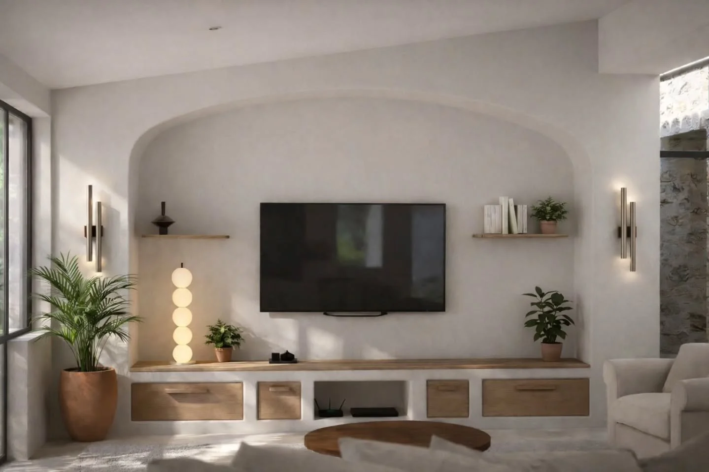 Extension de maison dans le cantal - Salon t&eacute;l&eacute; - bois/enduit &agrave; la chaux/ pierre de bourgogne.
#interiordesign #architectureinterieure #archilover #authentichouse #auvergnerhonealpes