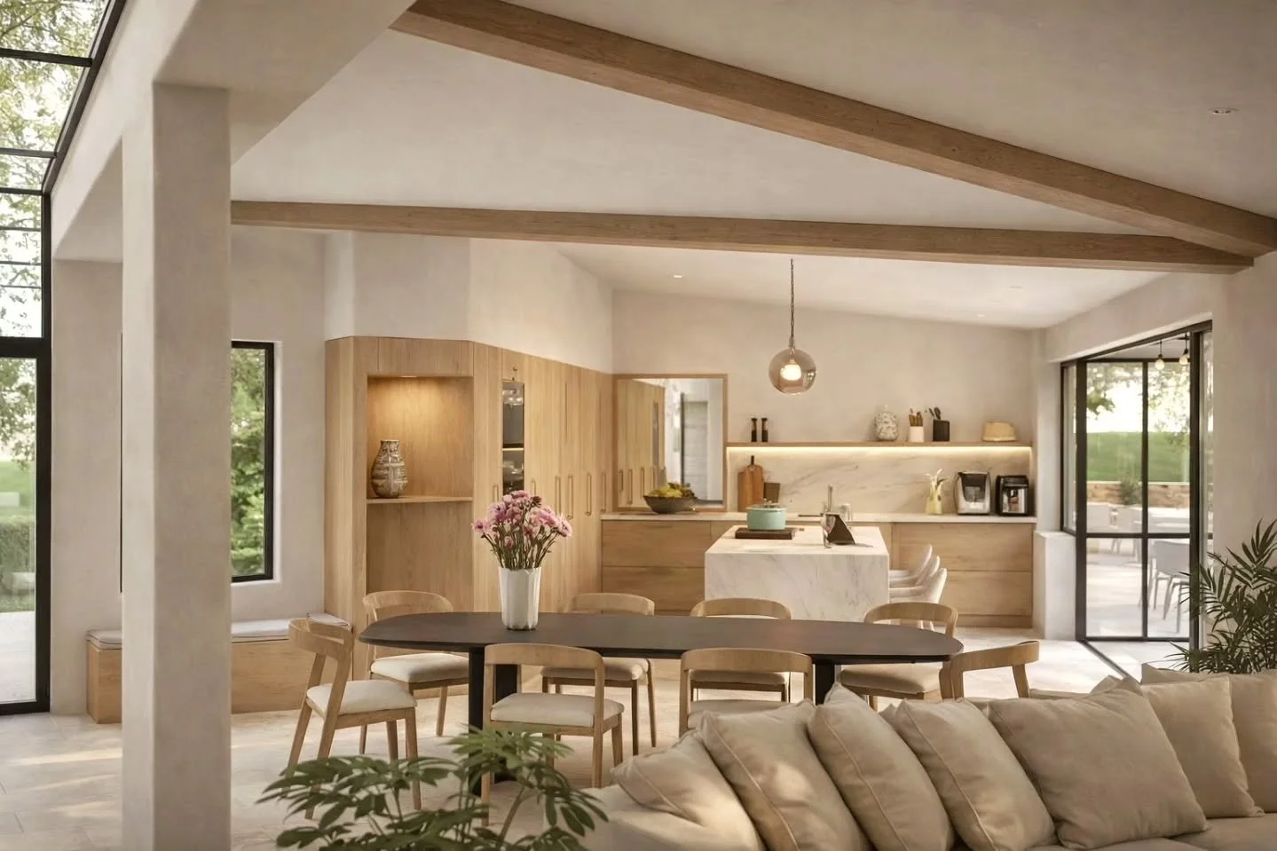 Extension de maison dans le Cantal. Campagne chic. Ch&ecirc;ne-enduit &agrave; la chaux-pierre de bourgogne.

#interiordesign #3dperspective #architectureinterieure #archilover